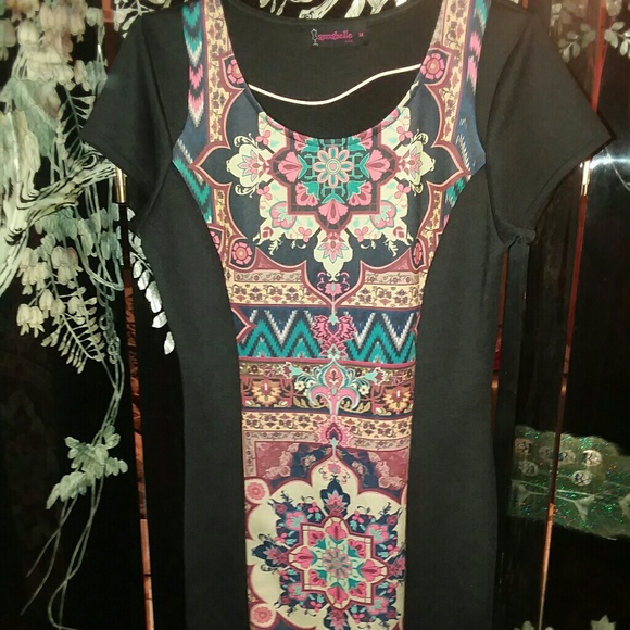 Annabelle Boho Mandala Print Bodycon Dress Size M - Picture 2 of 4